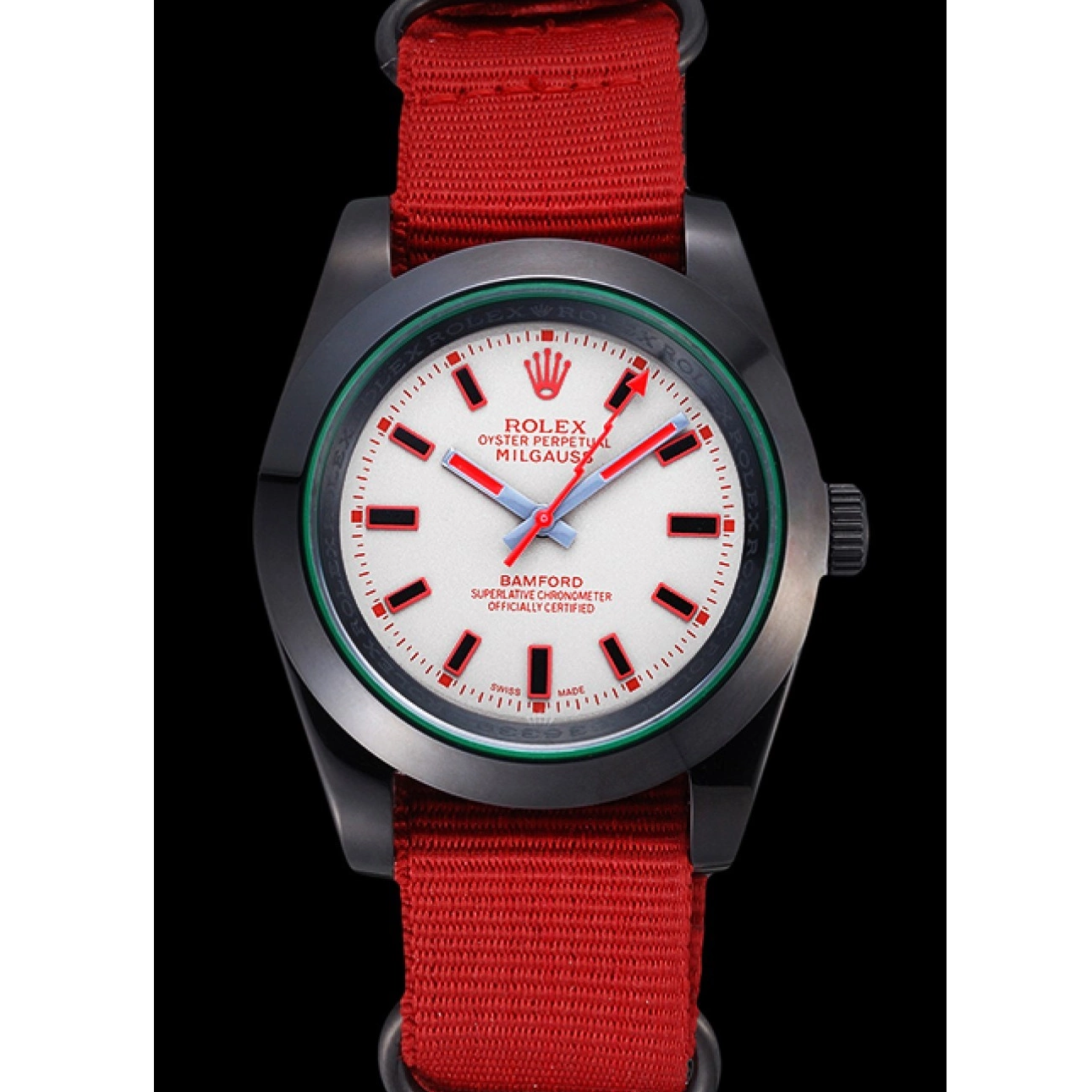 Aaa replica watch Strap Nylon Red Rolex Milgauss Bamford 622002 0815